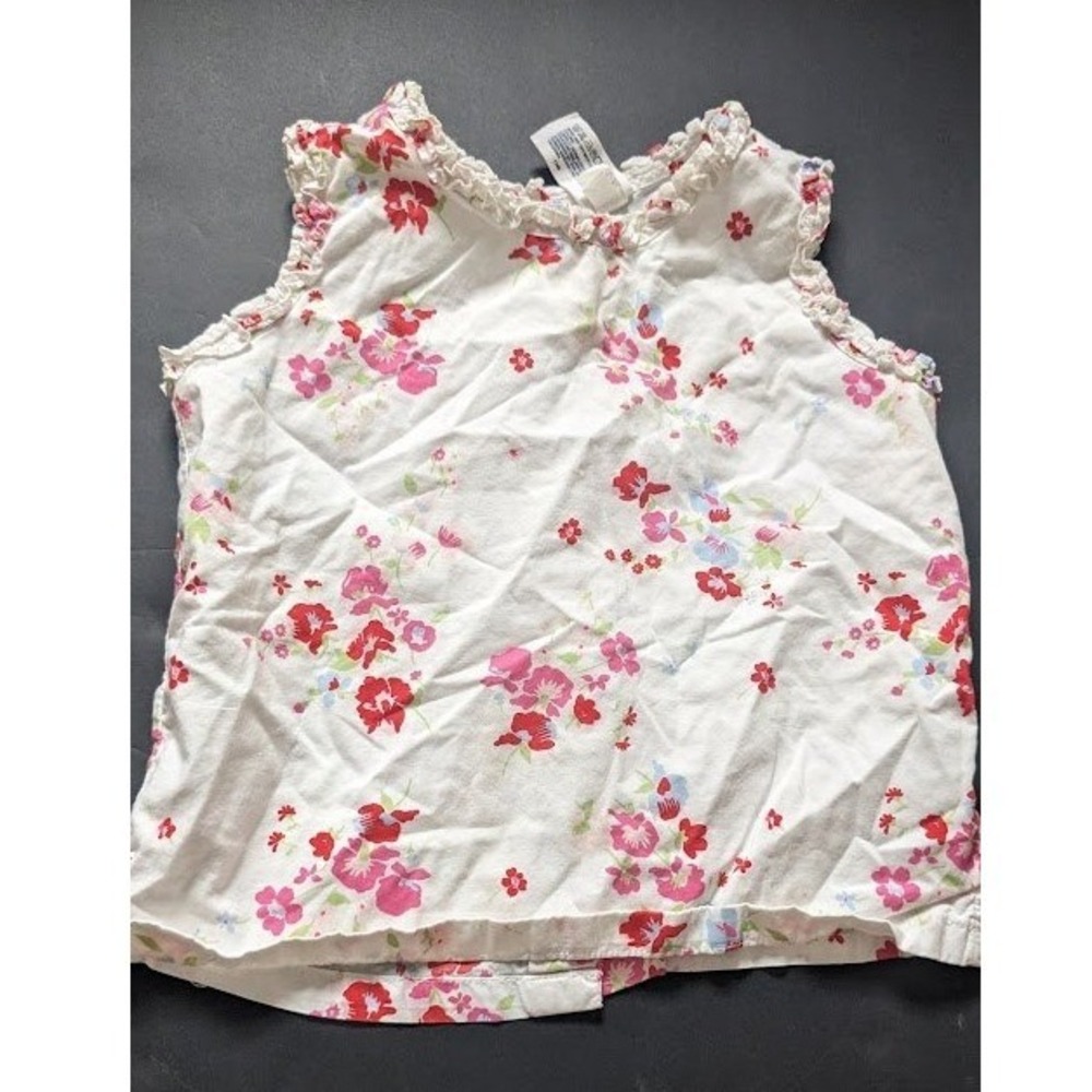 ❤️ Four for 25$ ❤️ Baby GAP Girls White Pink Red Floral Ruffle Sleeveless Top 4Y